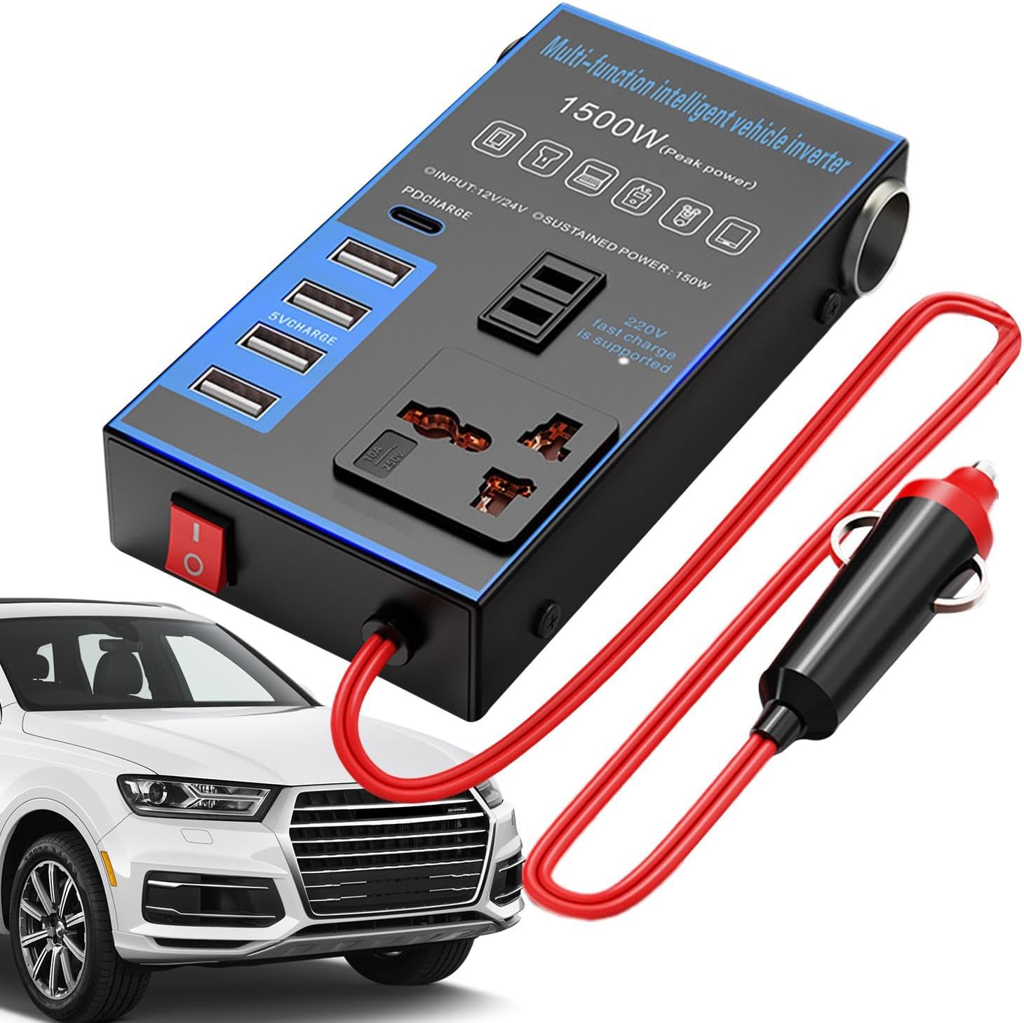Car Power Inverter With USB Fast Charging